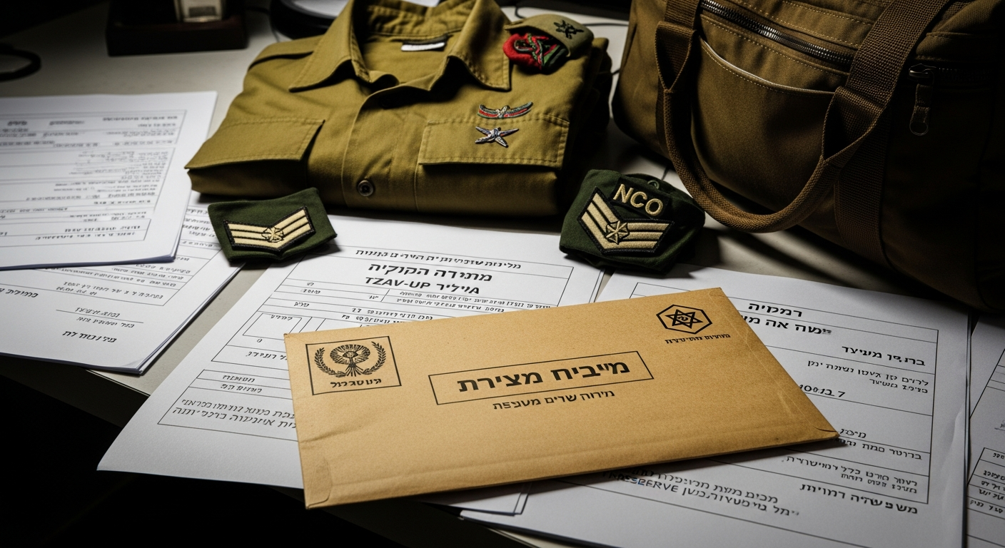צו קריאה למילואים על שולחן